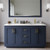 Wyndham Miranda 60 Inch Double Bathroom Vanity in Dark Blue, Giotto Quartz Countertop, Undermount Square Sinks (1-Hole), Brushed Gold Trim, 58 Inch Mirror - WCF292960DBLGTUNSM58