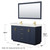 Wyndham Miranda 60 Inch Double Bathroom Vanity in Dark Blue, White Quartz Countertop, Undermount Square Sinks (1-Hole), Brushed Gold Trim, 58 Inch Mirror - WCF292960DBLWQUNSM58