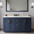 Wyndham Miranda 60 Inch Double Bathroom Vanity in Dark Blue, White Quartz Countertop, Undermount Square Sinks (3-Hole), Brushed Gold Trim, 58 Inch Mirror - WCF292960DBLWQUS3M58
