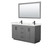 Wyndham Miranda 60 Inch Double Bathroom Vanity in Dark Gray, White Quartz Countertop, Undermount Square Sinks (1-Hole), Matte Black Trim, 58 Inch Mirror - WCF292960DGBWQUNSM58