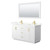Wyndham Miranda 60 Inch Double Bathroom Vanity in White, Giotto Quartz Countertop, Undermount Square Sinks (1-Hole), Brushed Gold Trim, 58 Inch Mirror - WCF292960DWGGTUNSM58