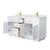 Wyndham Beckett 66 Inch Double Bathroom Vanity with Toe Kick in White, White Cultured Marble Countertop, Undermount Square Sinks, Brushed Gold Trim - WCG262666DWGWCUNSMXX