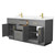 Wyndham Beckett 72 Inch Double Bathroom Vanity with Toe Kick in Dark Gray, Carrara Cultured Marble Countertop, Undermount Square Sinks, Brushed Gold Trim - WCG262672DGGCCUNSMXX