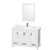 Wyndham Sheffield 48 Inch Single Bathroom Vanity in White, Giotto Quartz Countertop, Undermount Square Sink (1-Hole), Brushed Chrome Trim, 24 Inch Mirror - WCS141448SWHGTUNSM24
