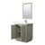 Wyndham Icon 30 Inch Single Bathroom Vanity in Light Green, Giotto Quartz Countertop, Undermount Square Sink (1-Hole), Brushed Nickel Trim, 24 Inch Mirror - WCF111130SLGGTUNSM24