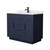 Wyndham Beckett 42 Inch Single Bathroom Vanity with Toe Kick in Dark Blue, White Cultured Marble Countertop, Undermount Square Sink, Matte Black Trim - WCG262642SBBWCUNSMXX