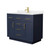 Wyndham Beckett 42 Inch Single Bathroom Vanity with Toe Kick in Dark Blue, Carrara Cultured Marble Countertop, Undermount Square Sink, Brushed Gold Trim - WCG262642SBLCCUNSMXX