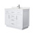 Wyndham Beckett 42 Inch Single Bathroom Vanity with Toe Kick in White, Carrara Cultured Marble Countertop, Undermount Square Sink, Brushed Nickel Trim - WCG262642SWHCCUNSMXX