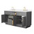 Wyndham Beckett 66 Inch Double Bathroom Vanity with Toe Kick in Dark Gray, White Quartz Countertop, Undermount Square Sinks (3-Hole), Brushed Gold Trim - WCG262666DGGWQUS3MXX