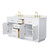 Wyndham Beckett 66 Inch Double Bathroom Vanity with Toe Kick in White, Giotto Quartz Countertop, Undermount Square Sinks (3-Hole), Brushed Gold Trim - WCG262666DWGGTUS3MXX