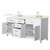 Wyndham Beckett 72 Inch Double Bathroom Vanity in White, Giotto Quartz Countertop, Undermount Square Sinks (3-Hole), Brushed Gold Trim - WCG242472DWGGTUS3MXX