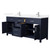 Wyndham Beckett 72 Inch Double Bathroom Vanity in Dark Blue, White Quartz Countertop, Undermount Square Sinks (1-Hole), Brushed Nickel Trim - WCG242472DBNWQUNSMXX