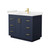 Wyndham Miranda 42 Inch Single Bathroom Vanity in Dark Blue, White Quartz Countertop, Undermount Square Sink (1-Hole), Brushed Gold Trim - WCF292942SBLWQUNSMXX