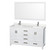 Wyndham Sheffield 60 Inch Double Bathroom Vanity in White, Giotto Quartz Countertop, Undermount Square Sinks (1-Hole), Brushed Chrome Trim, 58 Inch Mirror - WCS141460DWHGTUNSM58