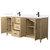 Wyndham Elan 72 Inch Double Bathroom Vanity in White Oak, White Quartz Countertop, Undermount Square Sinks (1-Hole), Matte Black Trim - WCH717172DHBWQUNSMXX