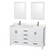 Wyndham Sheffield 60 Inch Double Bathroom Vanity in White, Giotto Quartz Countertop, Undermount Square Sinks (1-Hole), Brushed Chrome Trim, 24 Inch Mirrors - WCS141460DWHGTUNSM24