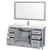 Wyndham Sheffield 60 Inch Single Bathroom Vanity in Gray, White Quartz Countertop, Undermount Square Sink, 58 Inch Mirror - WCS141460SGYWQUNSM58