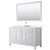 Wyndham Daria 60 Inch Single Bathroom Vanity in White, White Quartz Countertop, Undermount Square Sink (3-Hole), Brushed Gold Trim, 58 Inch Mirror - WCV252560SWGWQUS3M58 Wyndham Daria 60 Inch Single Bathroom Vanity in White, White Quartz Countertop, Undermount Square Sink (3-Hole), Brushed Gold Trim, 58 Inch Mirror - WCV252560SWGWQUS3M58