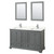 Wyndham Deborah 60 Inch Double Bathroom Vanity in Dark Gray, Giotto Quartz Countertop, Undermount Square Sinks (1-Hole), Polished Chrome Trim, 24 Inch Mirrors - WCS202060DKGGTUNSM24 Wyndham Deborah 60 Inch Double Bathroom Vanity in Dark Gray, Giotto Quartz Countertop, Undermount Square Sinks (1-Hole), Polished Chrome Trim, 24 Inch Mirrors - WCS202060DKGGTUNSM24