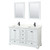 Wyndham Deborah 60 Inch Double Bathroom Vanity in White, Giotto Quartz Countertop, Undermount Square Sinks (1-Hole), Matte Black Trim, 24 Inch Mirrors - WCS202060DWBGTUNSM24 Wyndham Deborah 60 Inch Double Bathroom Vanity in White, Giotto Quartz Countertop, Undermount Square Sinks (1-Hole), Matte Black Trim, 24 Inch Mirrors - WCS202060DWBGTUNSM24