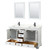 Wyndham Deborah 60 Inch Double Bathroom Vanity in White, Giotto Quartz Countertop, Undermount Square Sinks (1-Hole), Matte Black Trim, 24 Inch Mirrors - WCS202060DWBGTUNSM24 Wyndham Deborah 60 Inch Double Bathroom Vanity in White, Giotto Quartz Countertop, Undermount Square Sinks (1-Hole), Matte Black Trim, 24 Inch Mirrors - WCS202060DWBGTUNSM24