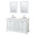 Wyndham Deborah 60 Inch Double Bathroom Vanity in White, White Quartz Countertop, Undermount Square Sinks (3-Hole), Polished Chrome Trim, 24 Inch Mirrors - WCS202060DWHWQUS3M24