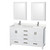 Wyndham Sheffield 60 Inch Double Bathroom Vanity in White, Giotto Quartz Countertop, Undermount Square Sinks (1-Hole), Brushed Chrome Trim, Medicine Cabinets - WCS141460DWHGTUNSMED