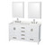 Wyndham Sheffield 60 Inch Double Bathroom Vanity in White, Giotto Quartz Countertop, Undermount Square Sinks (3-Hole), Brushed Chrome Trim, Medicine Cabinets - WCS141460DWHGTUS3MED Wyndham Sheffield 60 Inch Double Bathroom Vanity in White, Giotto Quartz Countertop, Undermount Square Sinks (3-Hole), Brushed Chrome Trim, Medicine Cabinets - WCS141460DWHGTUS3MED