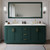 Wyndham Miranda 72 Inch Double Bathroom Vanity in Green, White Quartz Countertop, Undermount Square Sinks (3-Hole), Brushed Gold Trim, 70 Inch Mirror - WCF292972DGDWQUS3M70