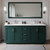 Wyndham Miranda 72 Inch Double Bathroom Vanity in Green, White Quartz Countertop, Undermount Square Sinks (1-Hole), Brushed Nickel Trim, 70 Inch Mirror - WCF292972DGEWQUNSM70