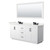 Wyndham Miranda 72 Inch Double Bathroom Vanity in White, White Quartz Countertop, Undermount Square Sinks (3-Hole), Matte Black Trim, 70 Inch Mirror - WCF292972DWBWQUS3M70