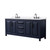 Wyndham Daria 80 Inch Double Bathroom Vanity in Dark Blue, White Quartz Countertop, Undermount Square Sinks (3-Hole), Matte Black Trim - WCV252580DBBWQUS3MXX