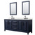 Wyndham Daria 80 Inch Double Bathroom Vanity in Dark Blue, Giotto Quartz Countertop, Undermount Square Sinks (3-Hole), Matte Black Trim, 24 Inch Mirrors - WCV252580DBBGTUS3M24