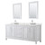 Wyndham Daria 80 Inch Double Bathroom Vanity in White, Giotto Quartz Countertop, Undermount Square Sinks (3-Hole), Polished Chrome Trim, 24 Inch Mirrors - WCV252580DWHGTUS3M24