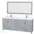 Wyndham Sheffield 80 Inch Double Bathroom Vanity in Gray, Giotto Quartz Countertop, Undermount Square Sinks (1-Hole), Brushed Chrome Trim, 70 Inch Mirror - WCS141480DGYGTUNSM70