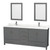 Wyndham Sheffield 80 Inch Double Bathroom Vanity in Dark Gray, Giotto Quartz Countertop, Undermount Square Sinks (1-Hole), Brushed Chrome Trim, 24 Inch Mirrors - WCS141480DKGGTUNSM24