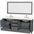 Wyndham Sheffield 80 Inch Double Bathroom Vanity in Dark Gray, Giotto Quartz Countertop, Undermount Square Sinks (3-Hole), Brushed Chrome Trim, 70 Inch Mirror - WCS141480DKGGTUS3M70