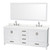 Wyndham Sheffield 80 Inch Double Bathroom Vanity in White, Giotto Quartz Countertop, Undermount Square Sinks (3-Hole), Brushed Chrome Trim, 70 Inch Mirror - WCS141480DWHGTUS3M70