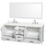 Wyndham Sheffield 80 Inch Double Bathroom Vanity in White, Giotto Quartz Countertop, Undermount Square Sinks (3-Hole), Brushed Chrome Trim, 70 Inch Mirror - WCS141480DWHGTUS3M70