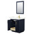 Wyndham Miranda 30 Inch Single Bathroom Vanity in Dark Blue, Giotto Quartz Countertop, Undermount Square Sink (1-Hole), Brushed Gold Trim, 24 Inch Mirror - WCF292930SBLGTUNSM24