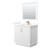 Wyndham Strada 36 Inch Single Bathroom Vanity in White, Giotto Quartz Countertop, Undermount Square Sink (1-Hole), Satin Bronze Trim, 34 Inch Mirror - WCF414136SWZGTUNSM34