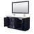 Wyndham Miranda 66 Inch Double Bathroom Vanity in Dark Blue, Giotto Quartz Countertop, Undermount Square Sinks (1-Hole), Brushed Gold Trim, 58 Inch Mirror - WCF292966DBLGTUNSM58