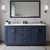 Wyndham Miranda 66 Inch Double Bathroom Vanity in Dark Blue, Giotto Quartz Countertop, Undermount Square Sinks (3-Hole), Brushed Nickel Trim, 58 Inch Mirror - WCF292966DBNGTUS3M58
