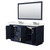 Wyndham Miranda 66 Inch Double Bathroom Vanity in Dark Blue, Giotto Quartz Countertop, Undermount Square Sinks (3-Hole), Brushed Nickel Trim, 58 Inch Mirror - WCF292966DBNGTUS3M58