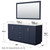 Wyndham Miranda 66 Inch Double Bathroom Vanity in Dark Blue, Giotto Quartz Countertop, Undermount Square Sinks (3-Hole), Brushed Nickel Trim, 58 Inch Mirror - WCF292966DBNGTUS3M58