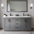 Wyndham Miranda 66 Inch Double Bathroom Vanity in Dark Gray, Giotto Quartz Countertop, Undermount Square Sinks (1-Hole), Matte Black Trim, 58 Inch Mirror - WCF292966DGBGTUNSM58