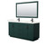 Wyndham Miranda 66 Inch Double Bathroom Vanity in Green, Giotto Quartz Countertop, Undermount Square Sinks (1-Hole), Matte Black Trim, 58 Inch Mirror - WCF292966DGKGTUNSM58