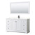 Wyndham Avery 60 Inch Single Bathroom Vanity in White, Giotto Quartz Countertop, Undermount Square Sink (1-Hole), Matte Black Trim, 58 Inch Mirror - WCV232360SWBGTUNSM58 Wyndham Avery 60 Inch Single Bathroom Vanity in White, Giotto Quartz Countertop, Undermount Square Sink (1-Hole), Matte Black Trim, 58 Inch Mirror - WCV232360SWBGTUNSM58