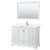 Wyndham Deborah 48 Inch Single Bathroom Vanity in White, White Quartz Countertop, Undermount Square Sink (1-Hole), Brushed Gold Trim, 46 Inch Mirror - WCS202048SWGWQUNSM46