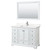 Wyndham Deborah 48 Inch Single Bathroom Vanity in White, White Quartz Countertop, Undermount Square Sink (1-Hole), Polished Chrome Trim, 46 Inch Mirror - WCS202048SWHWQUNSM46